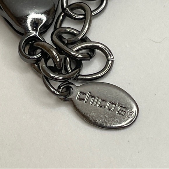 Chico's Necklace Gun Metal Tone with Multi Colored Cabochons - Picture 7 of 10